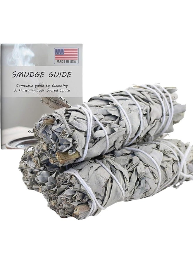 Ancientveda White Sage Smudge Sticks 3 Pack for Cleansing House, Meditation, Yoga, Negative Energy Cleanse, and Smudging with Starter Guide - Image 1